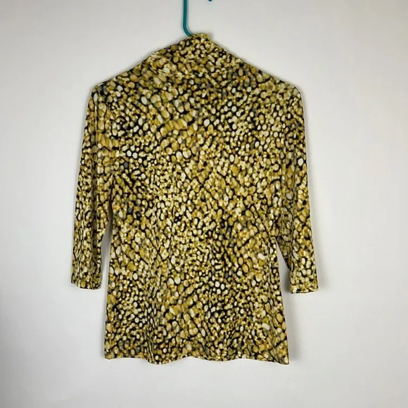EUC ALFANI Yellow 3/4 Sleeve Mock Ruched Neck Blouse P/S - Picture 2 of 9